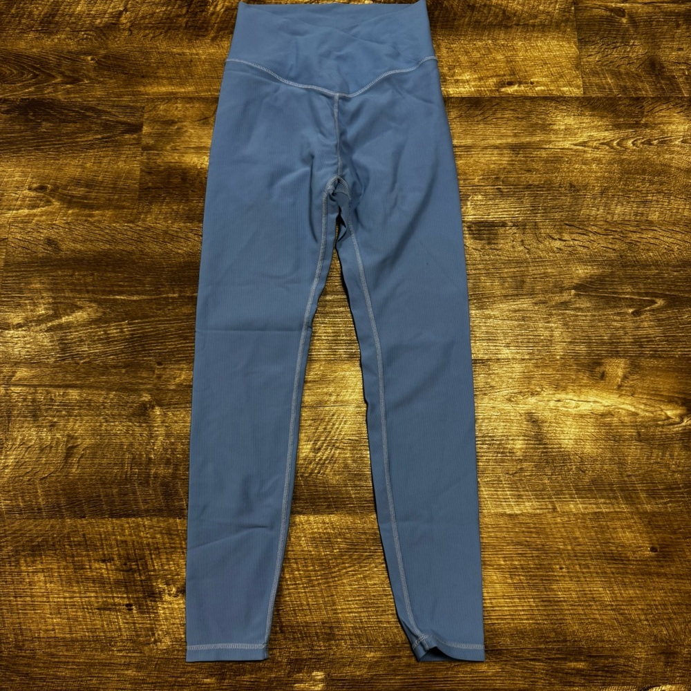 Wilo Blue Ribbed High Waist Leggings Size Small